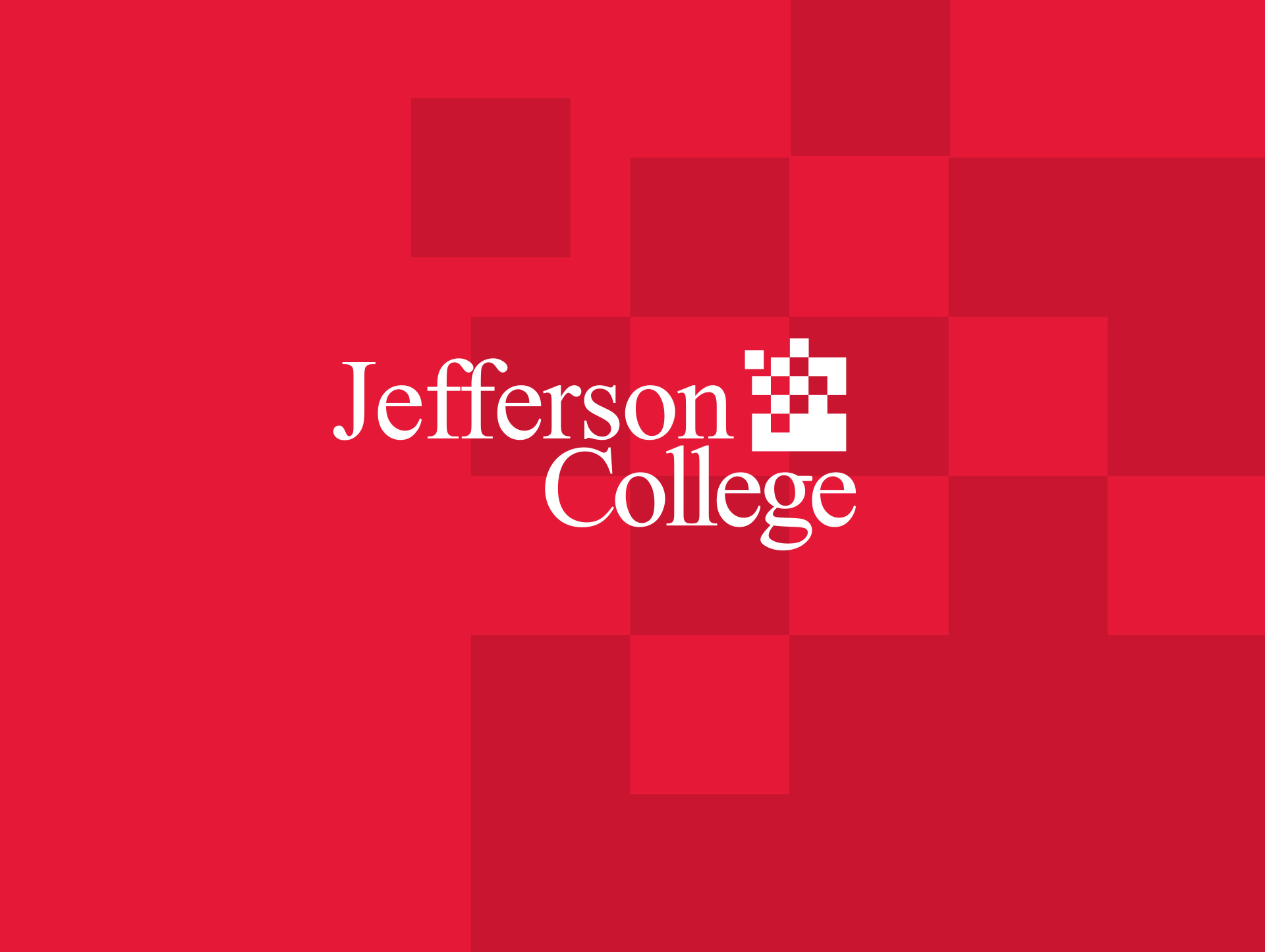 Jefferson College Logo on Red Background with Square Logo