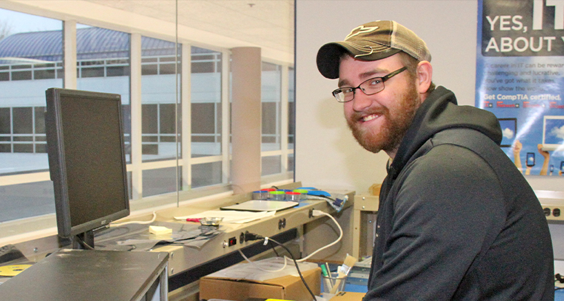 Student working on a computer.