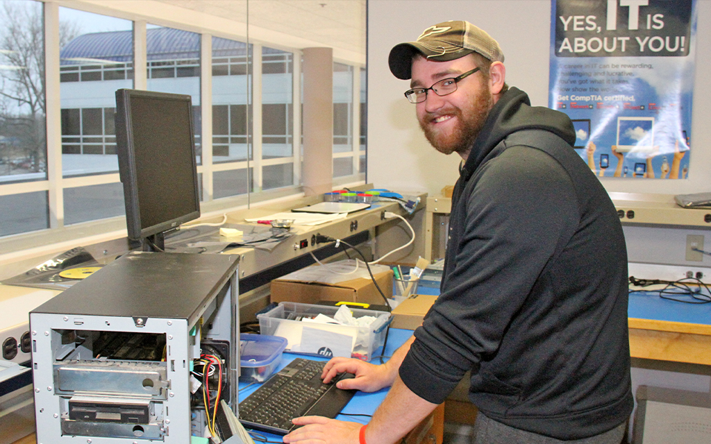 Student working on a computer.