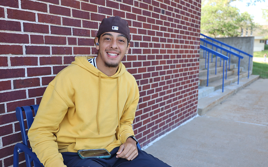 Male student on campus.