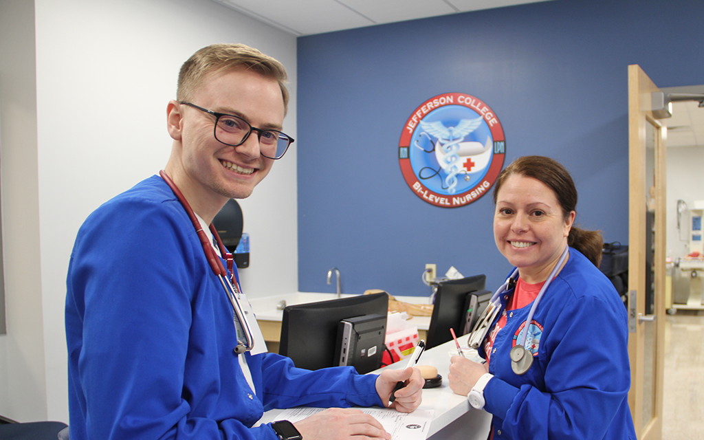 A male and female nursing students.