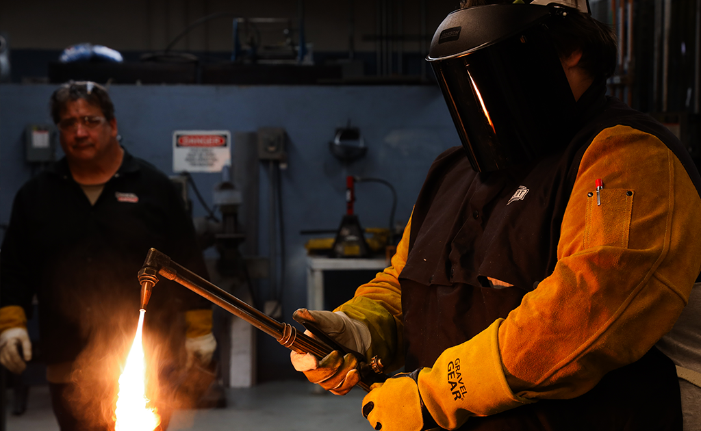 Student in welding class.