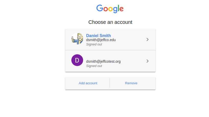 Google Choose Your Account