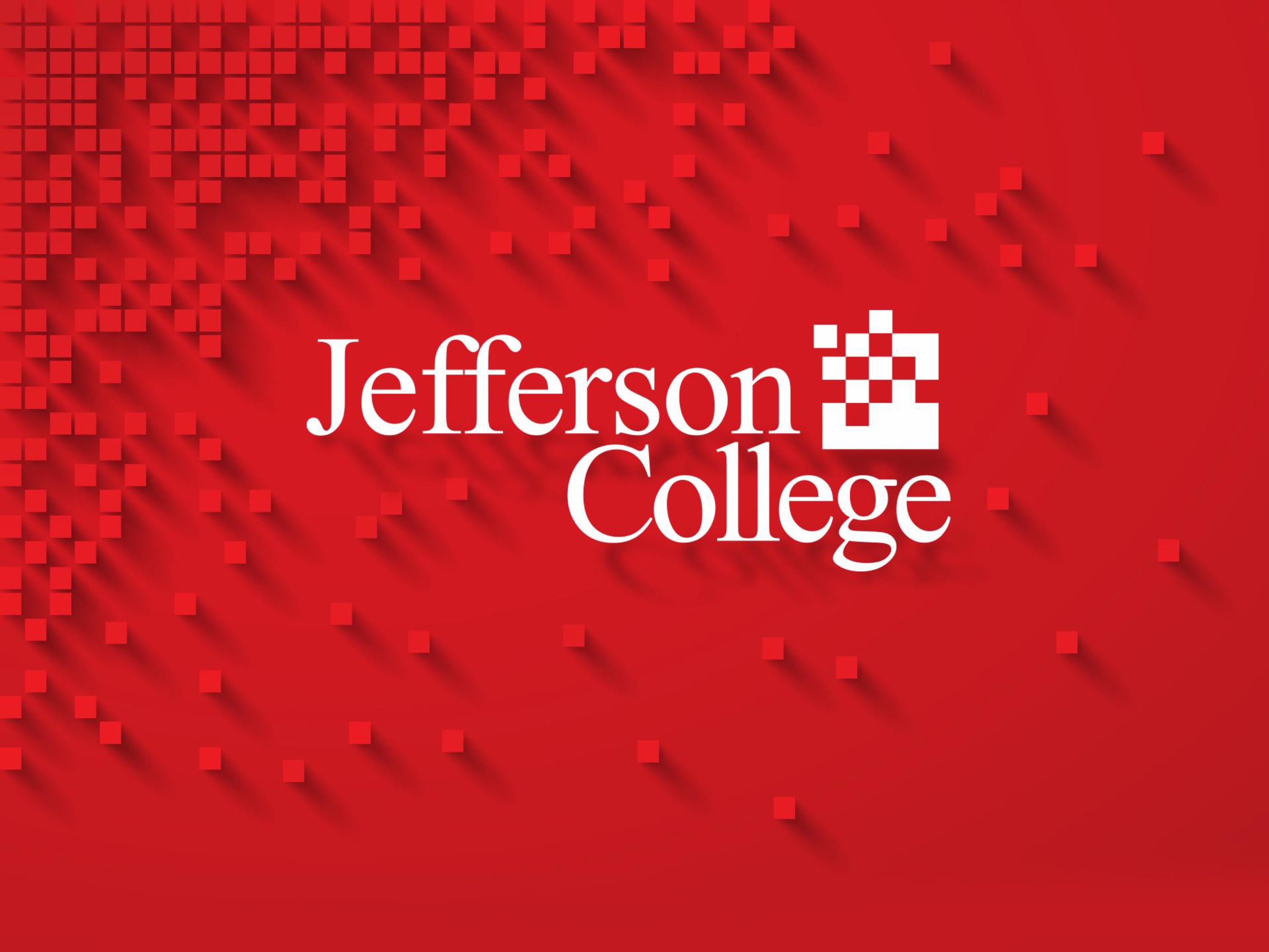 Jefferson College Logo on Red Background with Dots